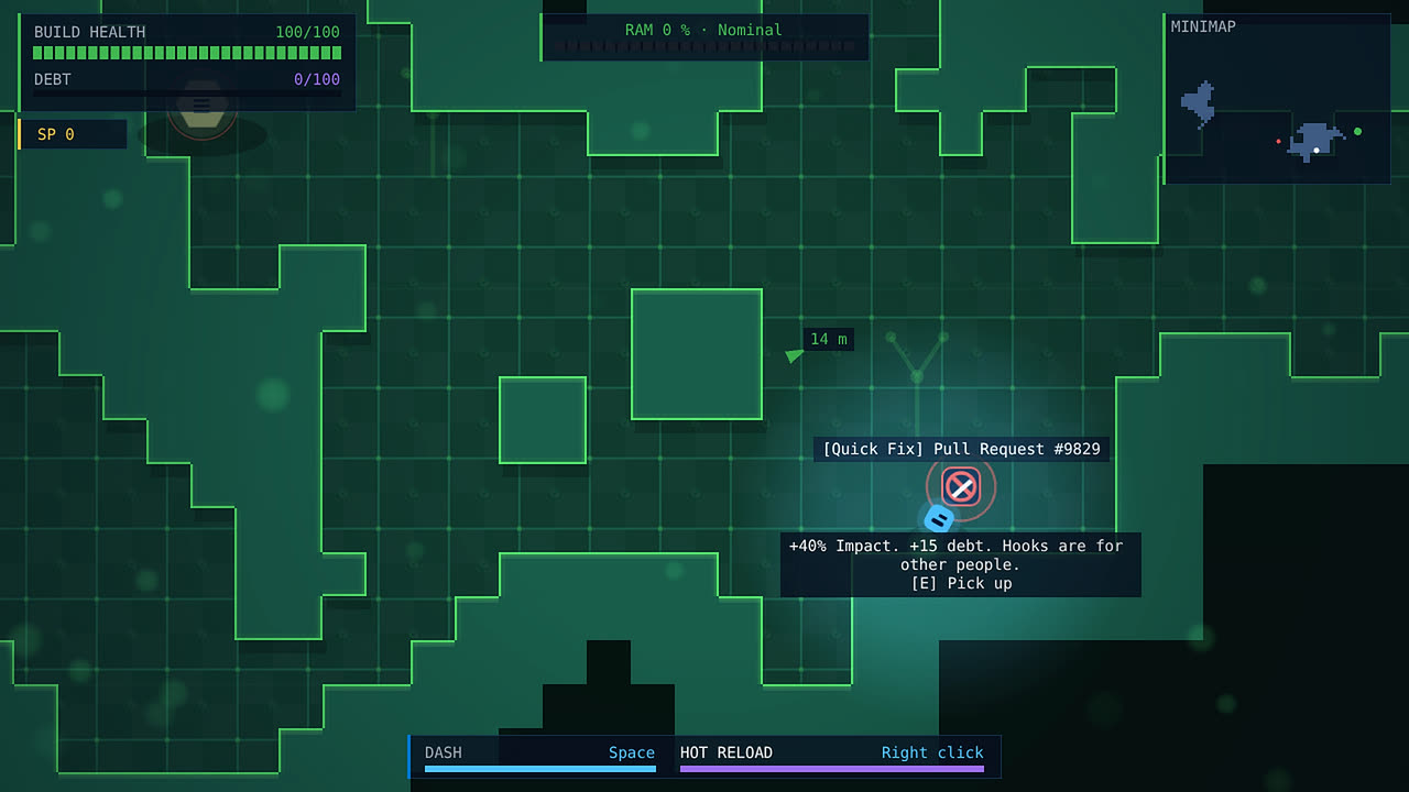 A scrolling procedural map and its ground items